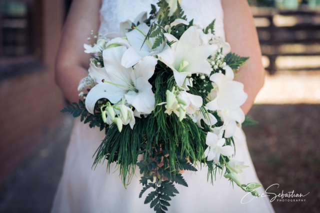 White Lilies with Orchids and Babies Breath