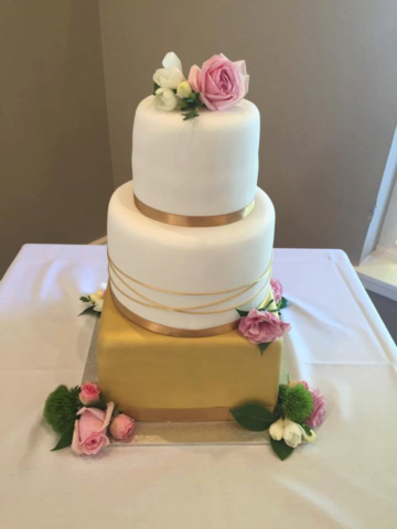 Pink White Rose Wedding Cake Topper