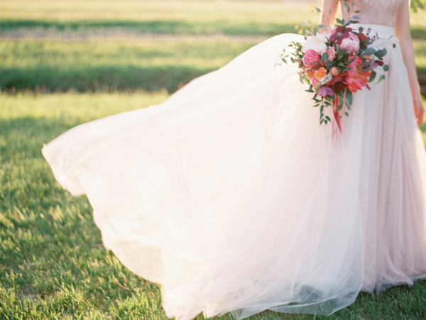 Blush Wedding Dress Flowers